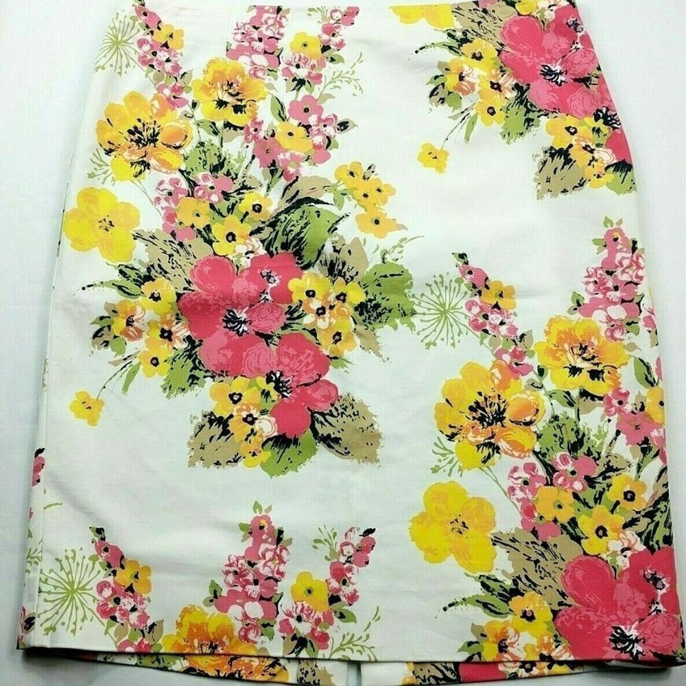 Charter Club Floral A Line Skirt White Pink Size 12
